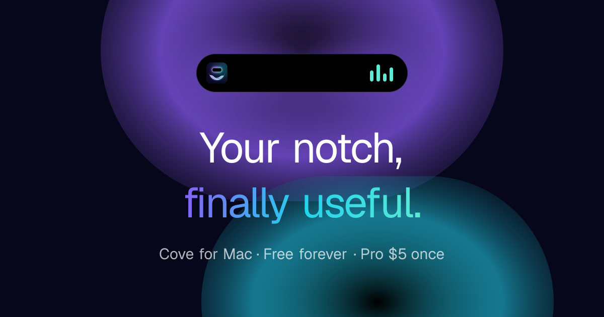 Cove: Dynamic Island for Mac · Free MacBook Notch App